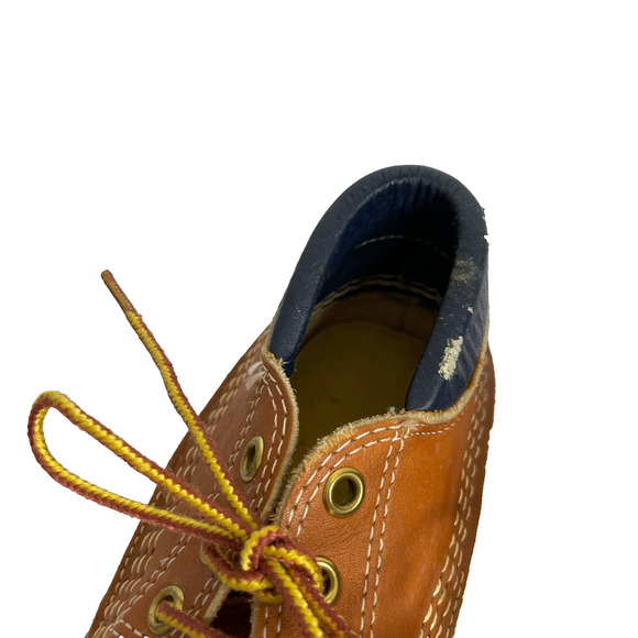 Women's 6 L.L.Bean Vtg Navy Blue Rubber Leather Trim Lace-Up Outdoors Duck Boots - Picture 3 of 10